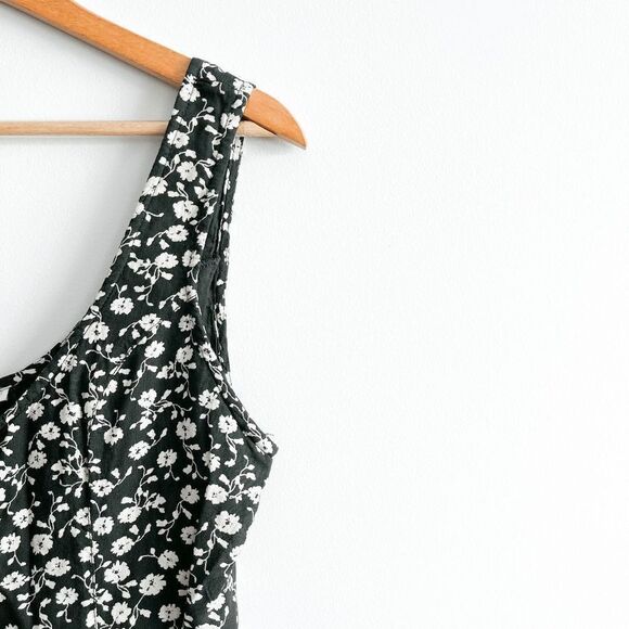 Twik Womens Mini Summer Dress Long Back Sleeveless Black White Floral Medium - Picture 7 of 9